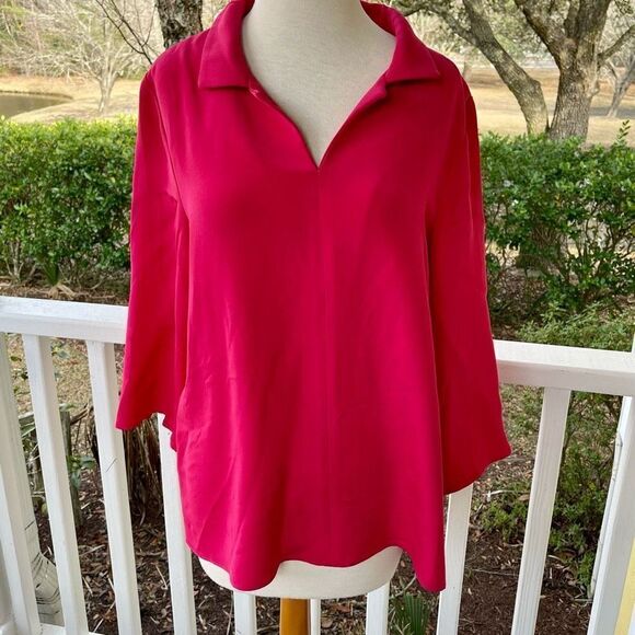 Nina McClemore Open Neck 3/4 Sleeve Top - Picture 1 of 3